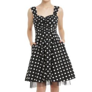 Hot Topic Black White Polka Dot Sweetheart Swing Dress NWT